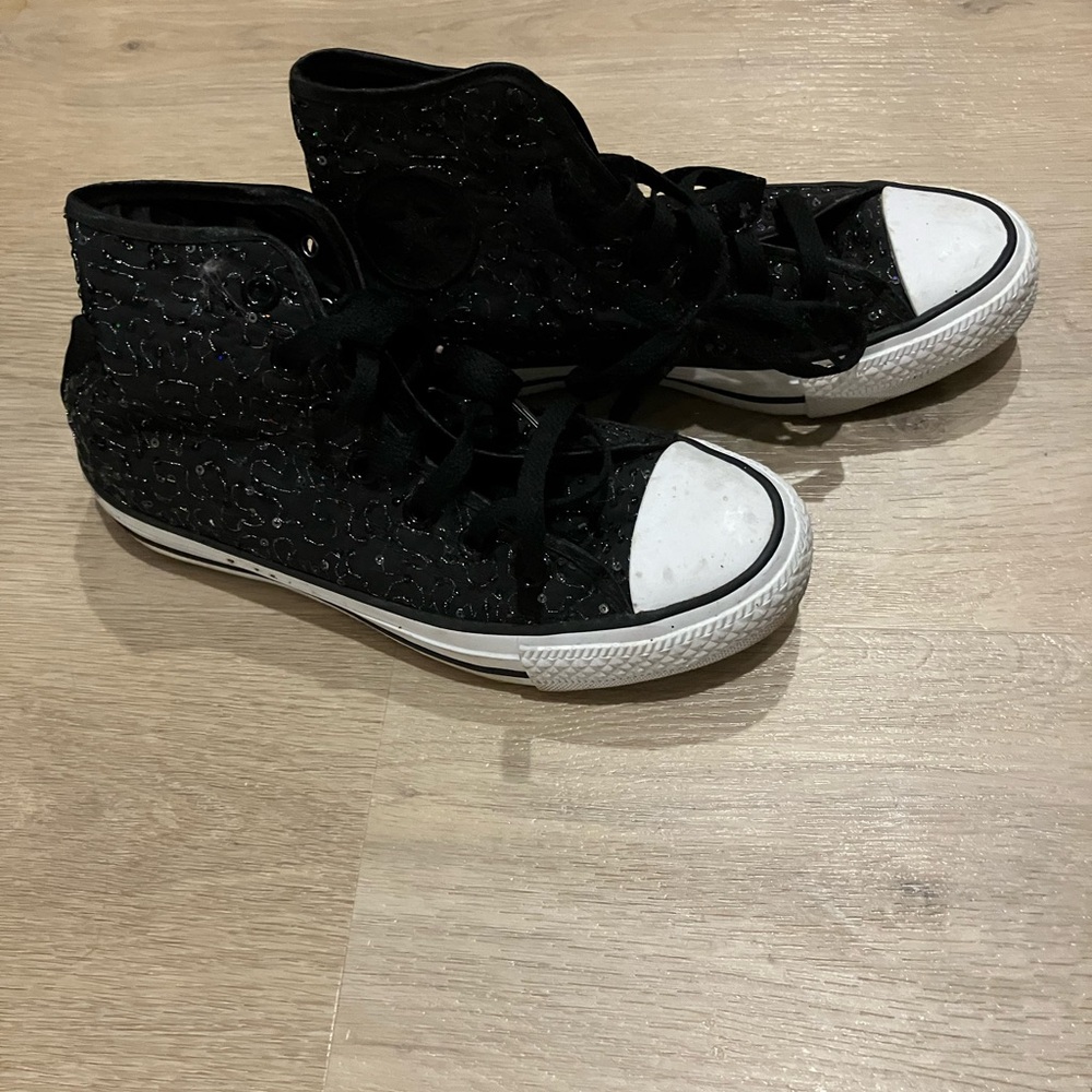 Converse Womens Black Glitter High-Top Sneakers